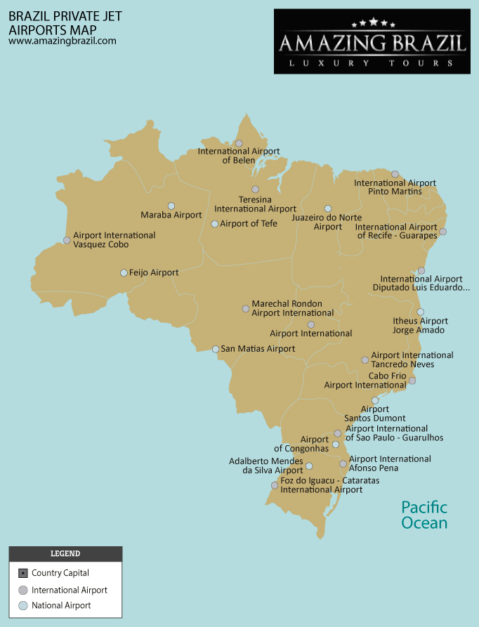 Brazil private jet heliports map